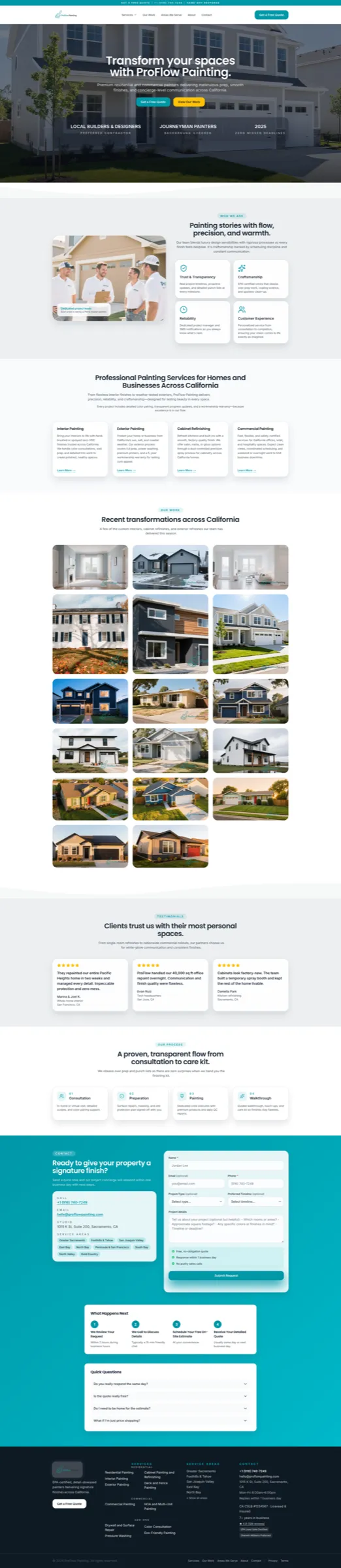 Screenshot of ProFlow Painting website homepage