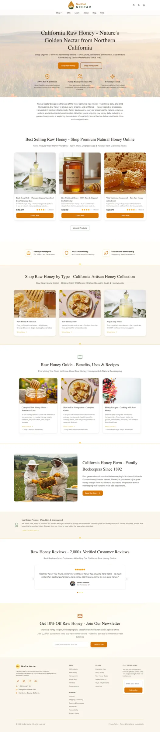 Screenshot of NorCal Nectar website homepage