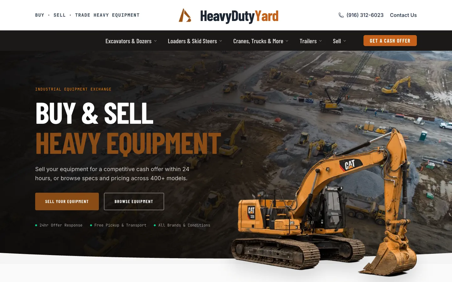 Screenshot of HeavyDutyYard website homepage